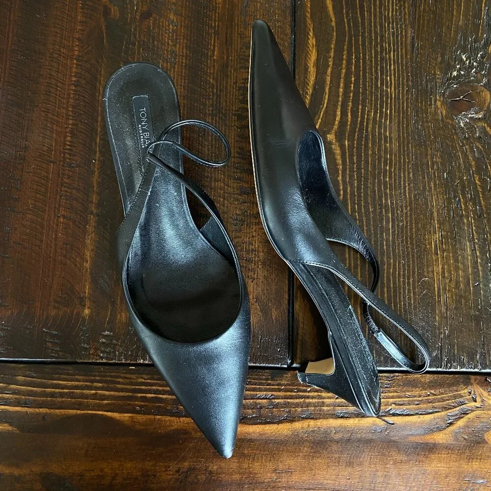 Tony Bianco Black Pointed Slingback Heels